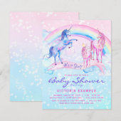 Unicorn Baby Shower Invitting Pastel Unicorn Kaart (Voorkant / Achterkant)