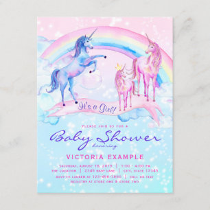 Unicorn Baby Shower Invitting Pastel Unicorn Kaart