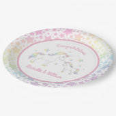 Unicorn Baby shower Pastel Rainbow Cute Papieren Bordje (Gekanteld)