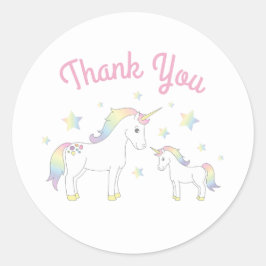 Unicorn Baby shower Pastel Rainbow Cute Ronde Sticker