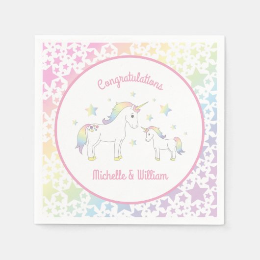Unicorn Baby shower Pastel Rainbow Cute Servet (Voorkant)