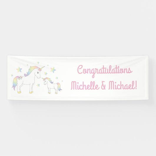 Unicorn Baby shower Pastel Rainbow Cute Spandoek (Horizontaal)