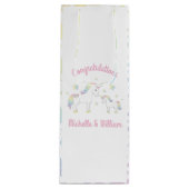 Unicorn Baby shower Pastel Rainbow Cute Wijn Cadeautas (Voorkant)