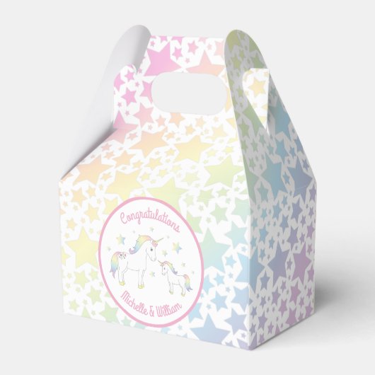 Unicorn Baby shower Pastel Regenboog Bedankdoosjes (Achterkant)