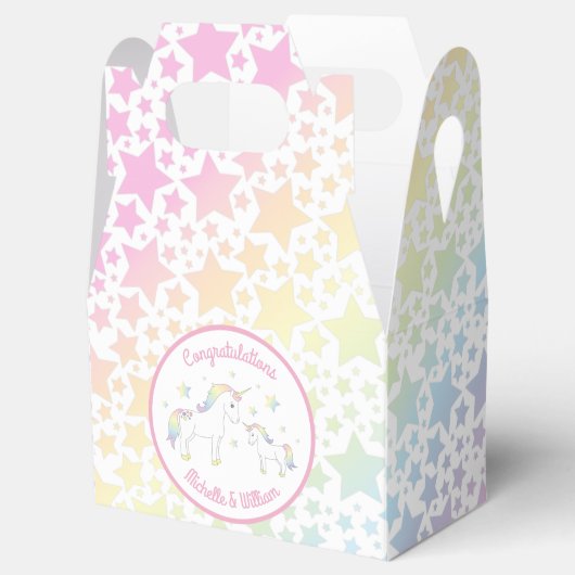 Unicorn Baby shower Pastel Regenboog Bedankdoosjes (Geopend)