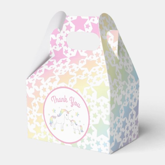 Unicorn Baby shower Pastel Regenboog Bedankdoosjes (Voorkant Zijde)