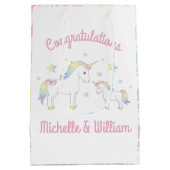 Unicorn Baby shower Pastel Regenboog Medium Cadeauzakje (Achterkant)