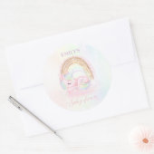 Unicorn Baby shower Pastel Regenboog Ronde Sticker (Envelop)