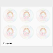 Unicorn Baby shower Pastel Regenboog Ronde Sticker (Vel)