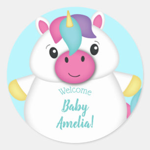 Unicorn Baby shower Ronde Sticker