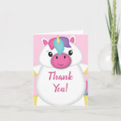 Unicorn Baby shower Roze Bedankkaart (Voorkant)