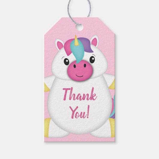 Unicorn Baby shower Roze Cadeaulabel (Voorkant)