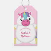 Unicorn Baby shower Roze Cadeaulabel (Voorkant)
