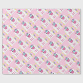 Unicorn Baby shower Roze Cadeaupapier (Vlak)