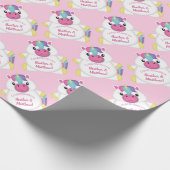 Unicorn Baby shower Roze Cadeaupapier (Hoek)