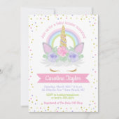 Unicorn Baby shower Roze en Paarse regenboog Kaart (Voorkant)