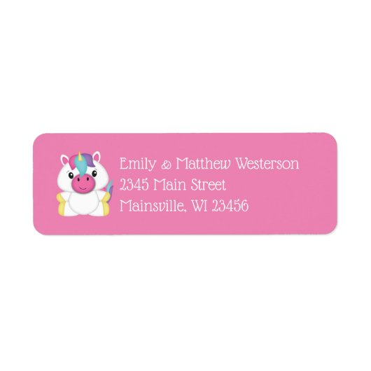 Unicorn Baby shower Roze Etiket (Voorkant)