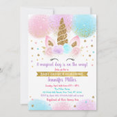Unicorn Baby shower Roze goudregenboog Kaart (Voorkant)