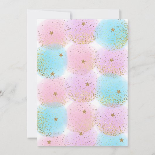 Unicorn Baby shower Roze goudregenboog Kaart (Achterkant)