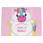Unicorn Baby shower Roze Groot Cadeauzakje (Voorkant)