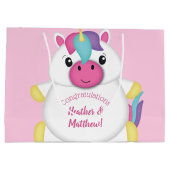 Unicorn Baby shower Roze Groot Cadeauzakje (Achterkant)