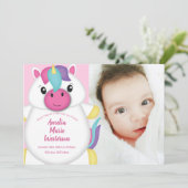 Unicorn Baby shower Roze Kaart (Staand voorkant)