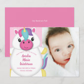 Unicorn Baby shower Roze Kaart (Voorkant / Achterkant)