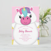 Unicorn Baby shower Roze Kaart (Staand voorkant)