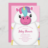 Unicorn Baby shower Roze Kaart (Voorkant / Achterkant)