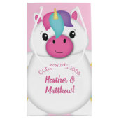 Unicorn Baby shower Roze Klein Cadeauzakje (Achterkant)