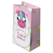 Unicorn Baby shower Roze Klein Cadeauzakje (Achterkant Gekanteld)