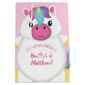 Unicorn Baby shower Roze Medium Cadeauzakje (Achterkant)