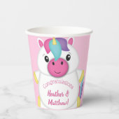 Unicorn Baby shower Roze Papieren Bekers (Voorkant)