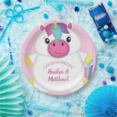 Unicorn Baby shower Roze Papieren Bordje (Feest)