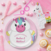 Unicorn Baby shower Roze Papieren Bordje (Feest)
