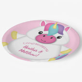 Unicorn Baby shower Roze Papieren Bordje (Gekanteld)