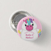 Unicorn Baby shower Roze Ronde Button 3,2 Cm (Voorkant /achterkant)