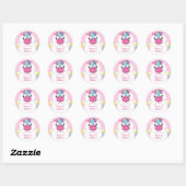 Unicorn Baby shower Roze Ronde Sticker (Vel)