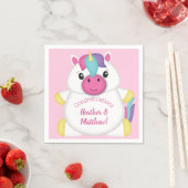 Unicorn Baby shower Roze Servet (Insitu)