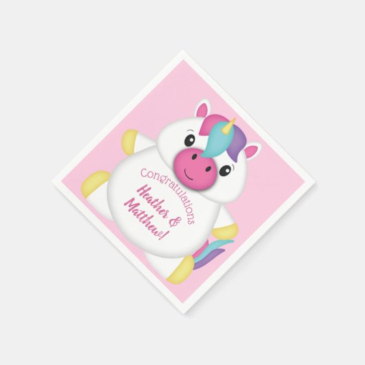 Unicorn Baby shower Roze Servet (Hoek)