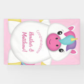 Unicorn Baby shower Roze Spandoek (Horizontaal)