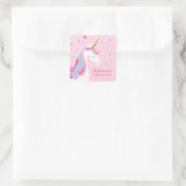 Unicorn Baby shower Roze Vierkante Sticker (Tas)