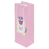 Unicorn Baby shower Roze Wijn Cadeautas (Achterkant Gekanteld)