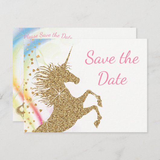 Unicorn Baby shower Sla de datum Briefkaarten (Voorkant / Achterkant)