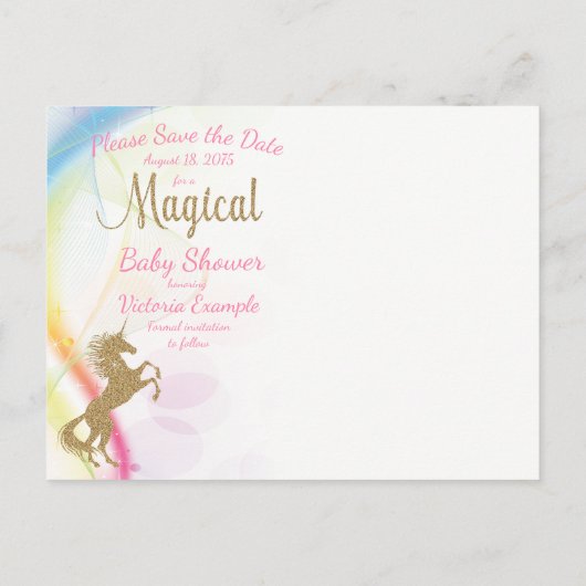 Unicorn Baby shower Sla de datum Briefkaarten (Achterkant)