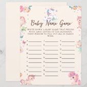 Unicorn Baby shower spel Baby naam spel (Voorkant / Achterkant)