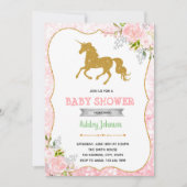 Unicorn baby shower thema uitnodiging (Voorkant)