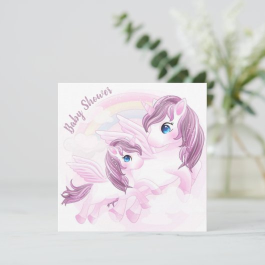 Unicorn Baby shower Uitnodiging (Staand voorkant)