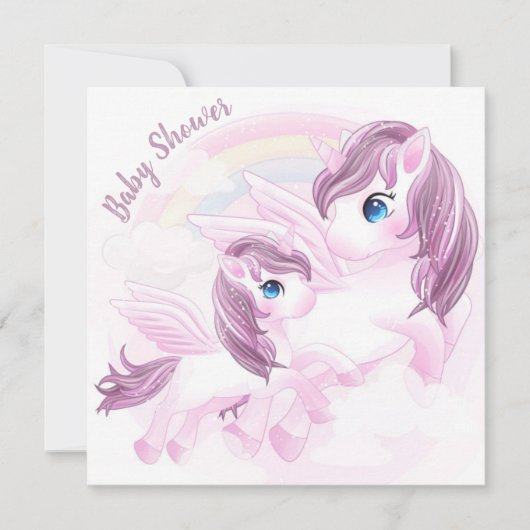 Unicorn Baby shower Uitnodiging (Voorkant)