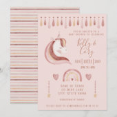 Unicorn Baby shower Uitnodiging (Voorkant / Achterkant)